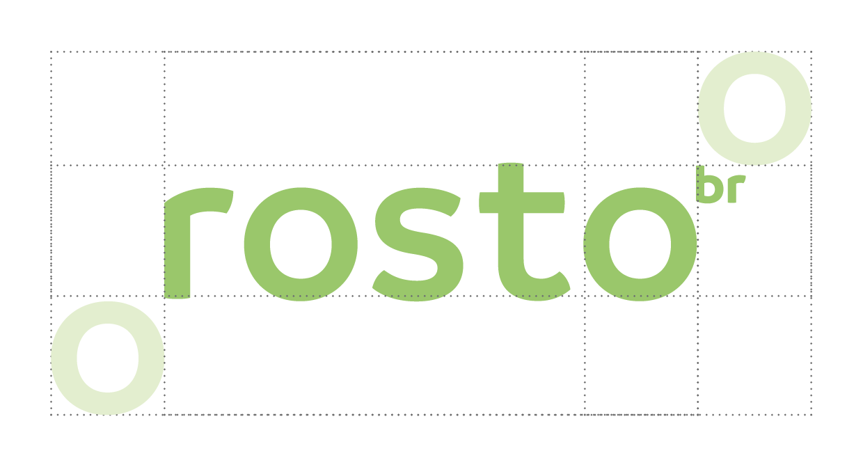 Grade de proporção e proteção da logomarca Rosto Brasil.